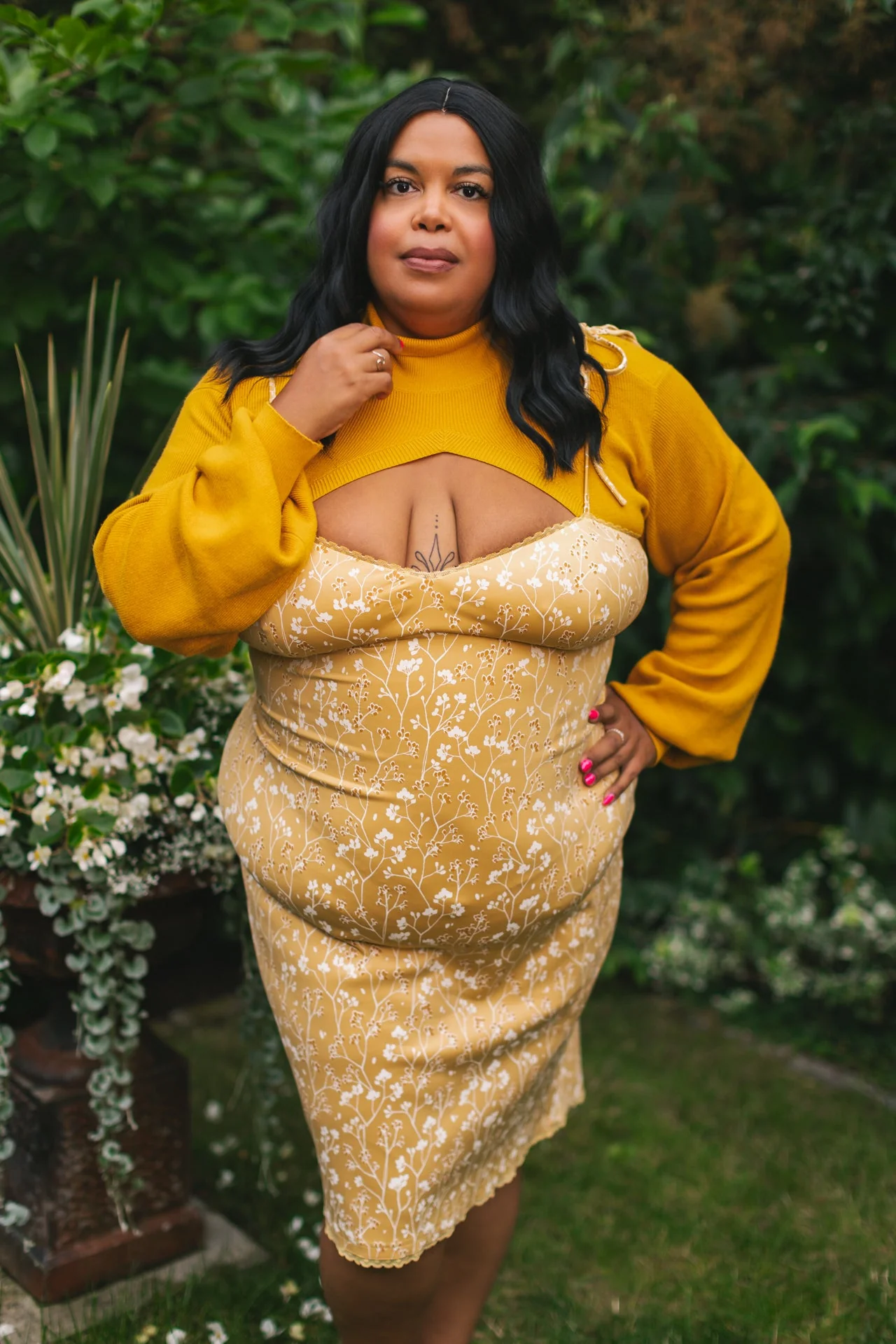 Cottage Bodycon Dress (Mustard) - Image 10