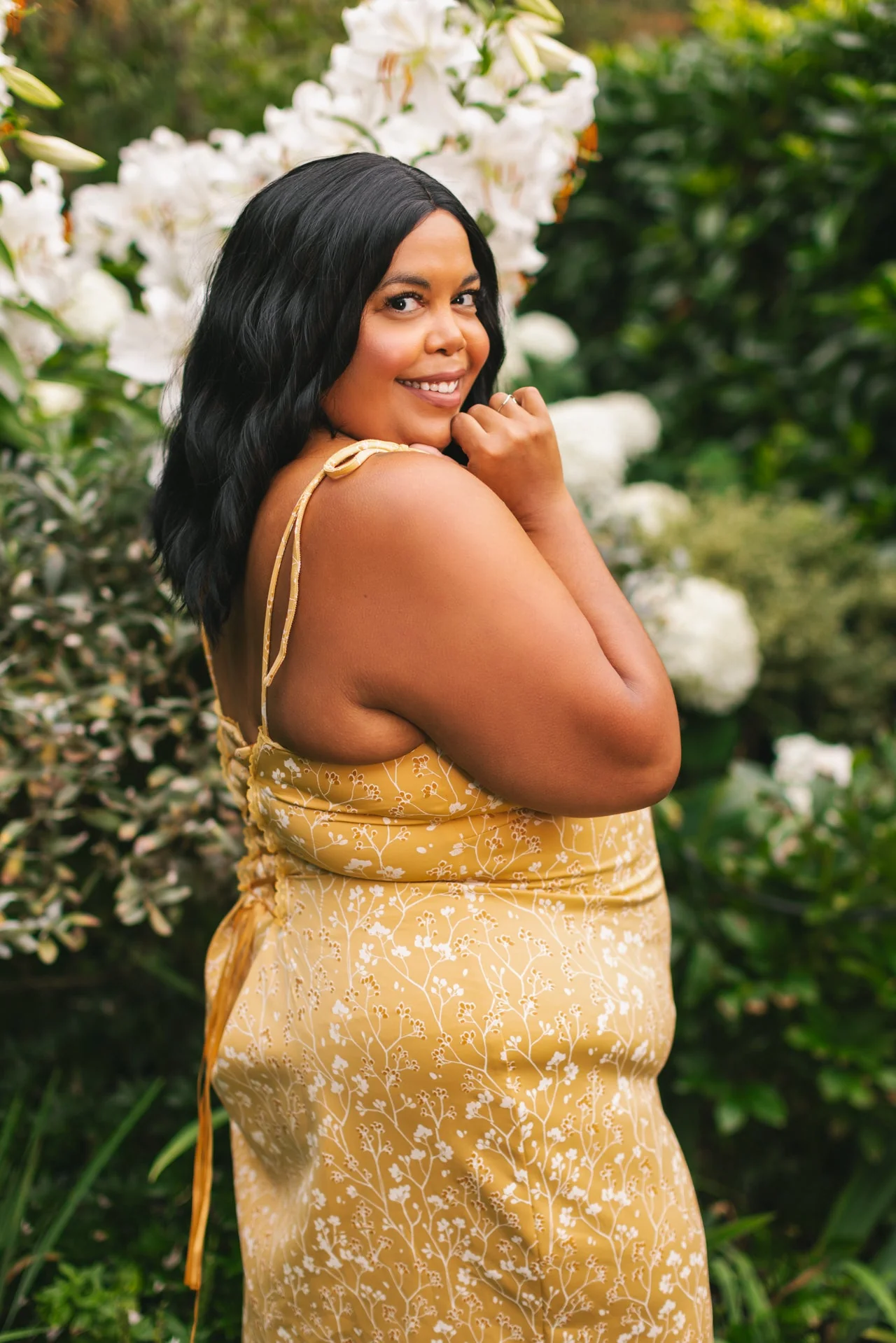 Cottage Bodycon Dress (Mustard) - Image 11