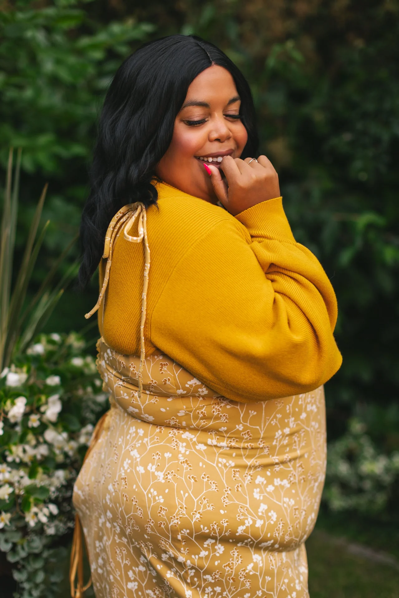 Cottage Bodycon Dress (Mustard) - Image 13