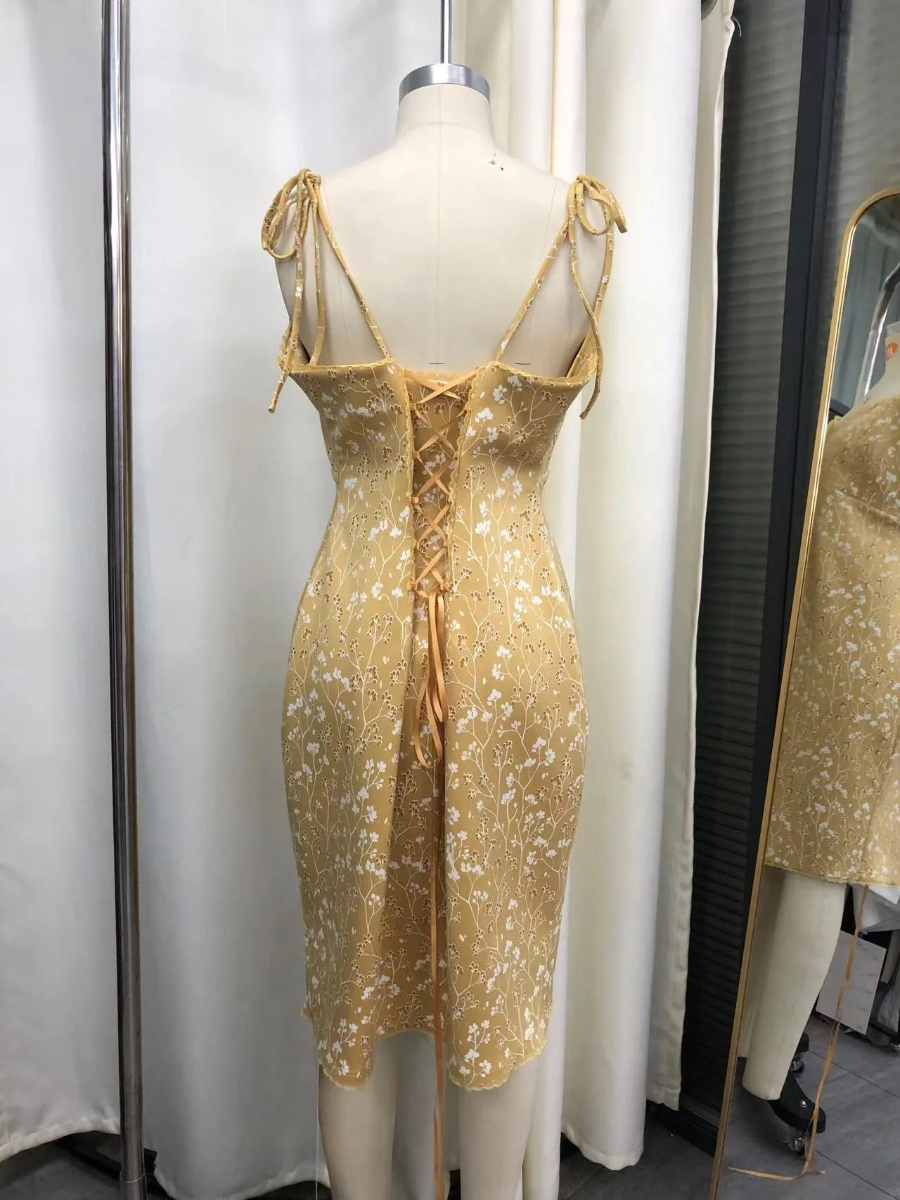 Cottage Bodycon Dress (Mustard) - Image 16