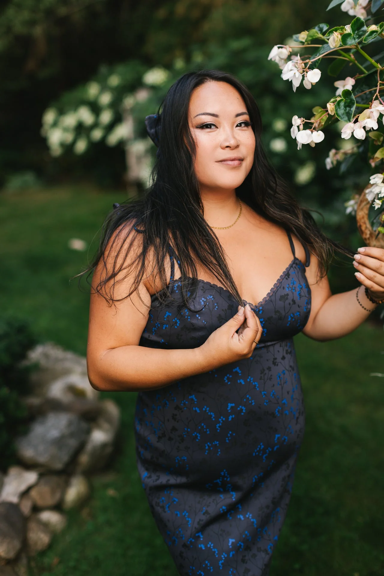 Cottage Bodycon Dress (Navy) - Image 12