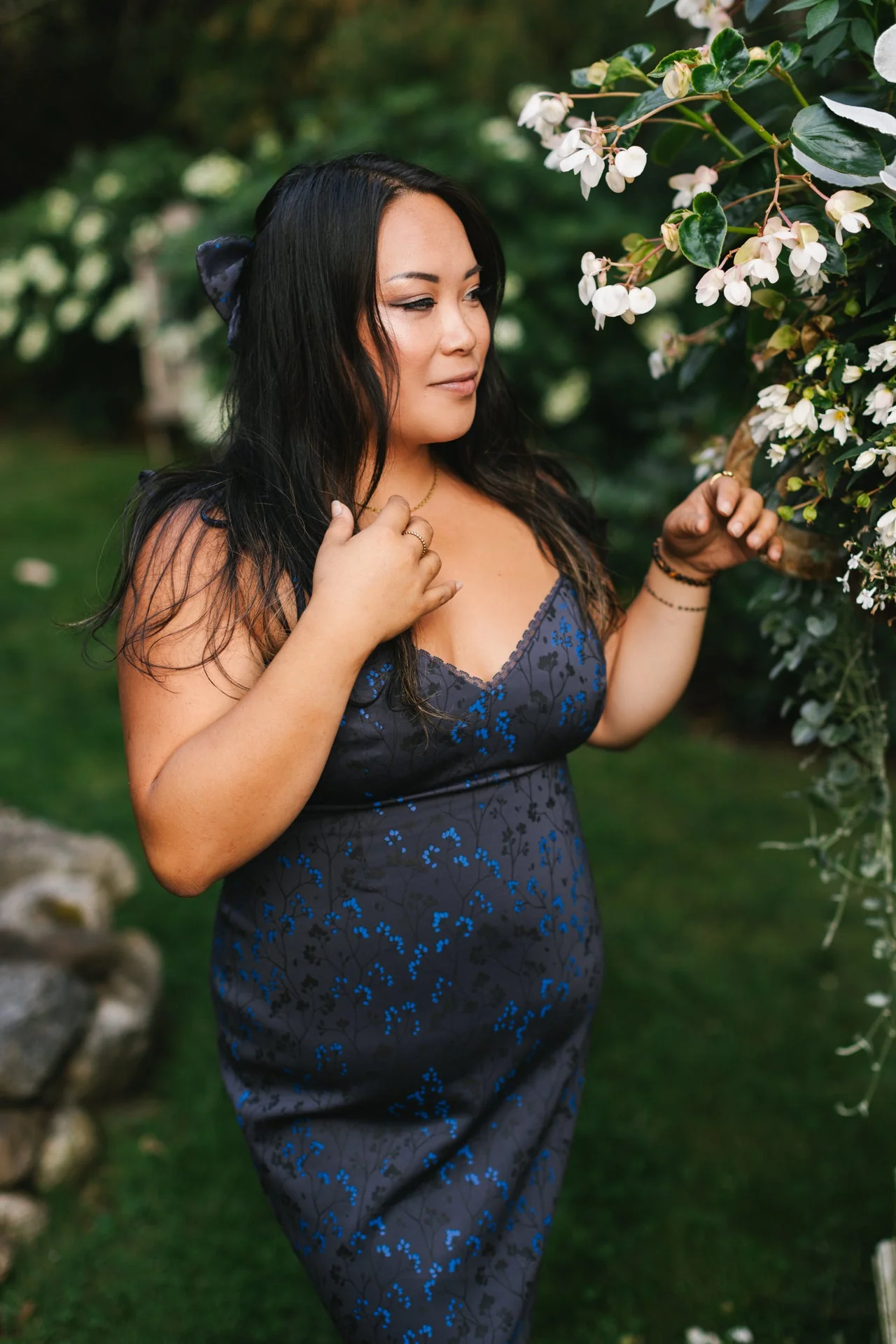 Cottage Bodycon Dress (Navy) - Image 13