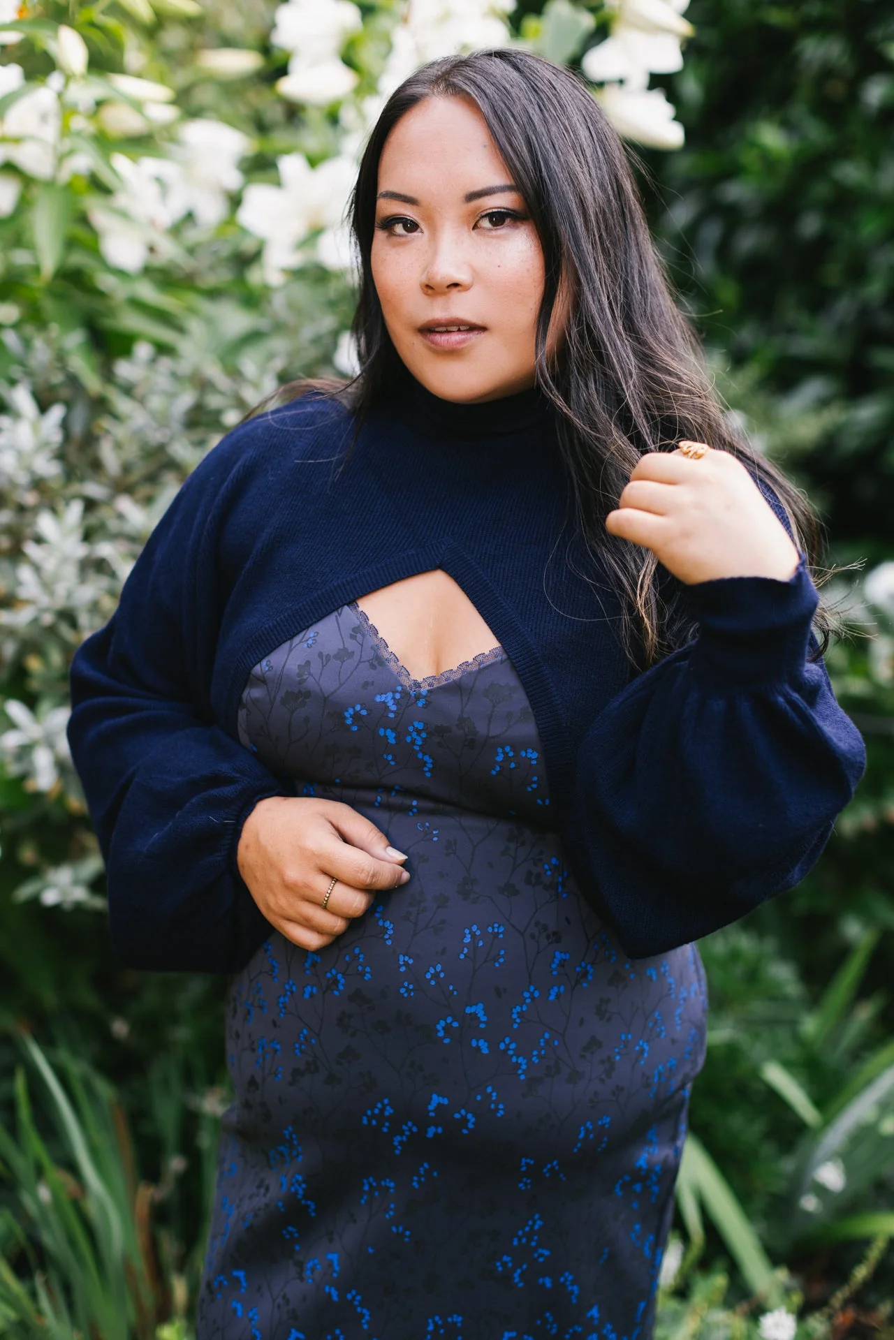 Cottage Bodycon Dress (Navy) - Image 14