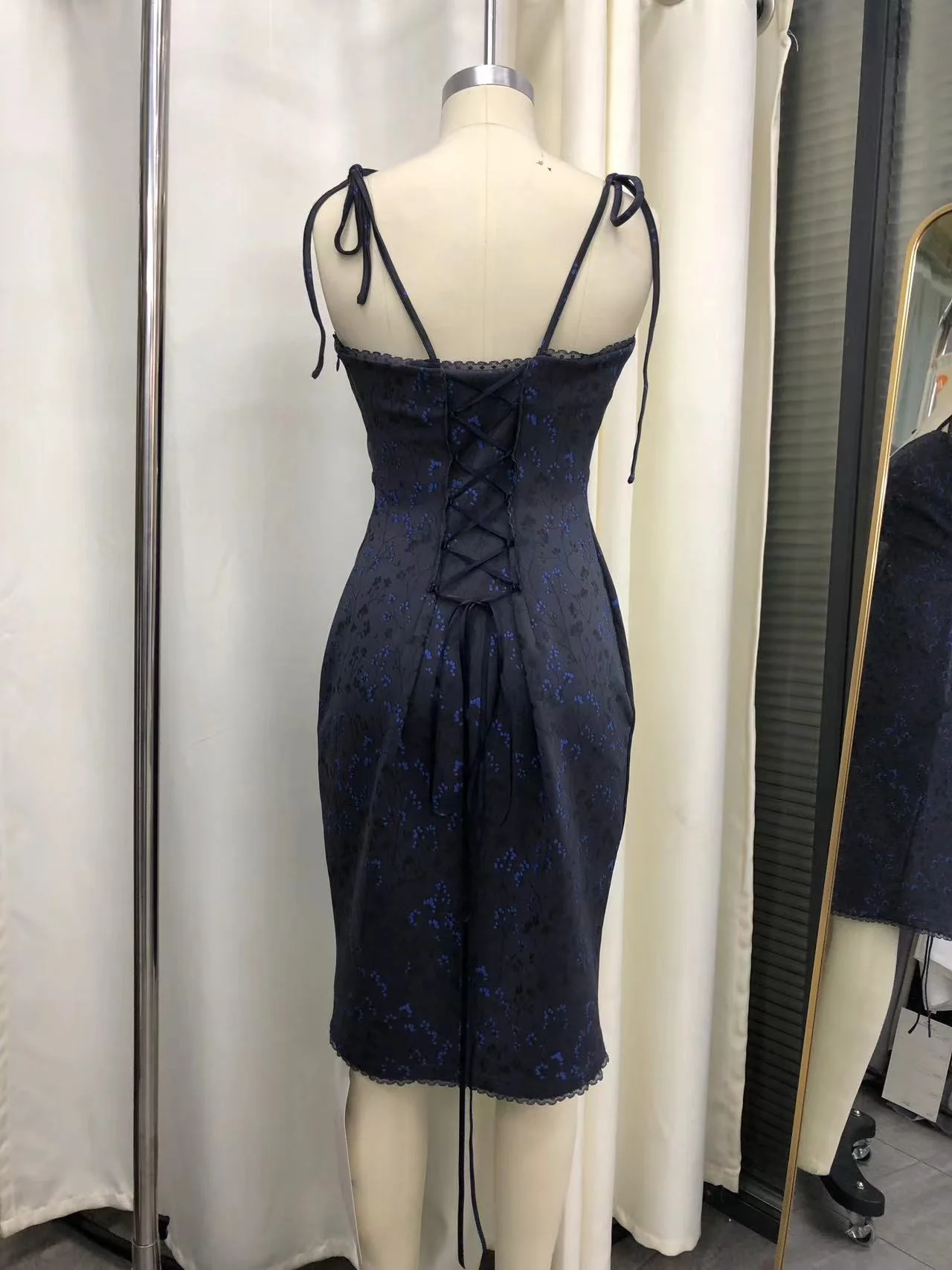 Cottage Bodycon Dress (Navy) - Image 20