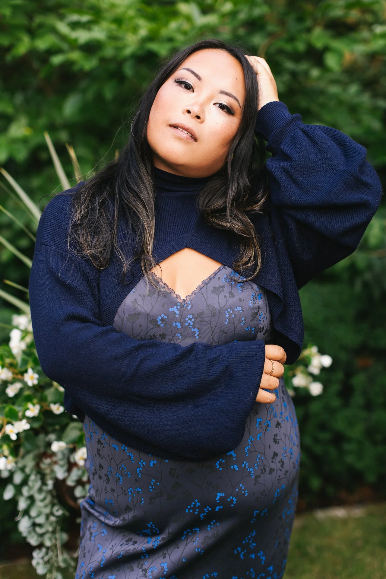 Cottage Bodycon Dress (Navy) - Image 3