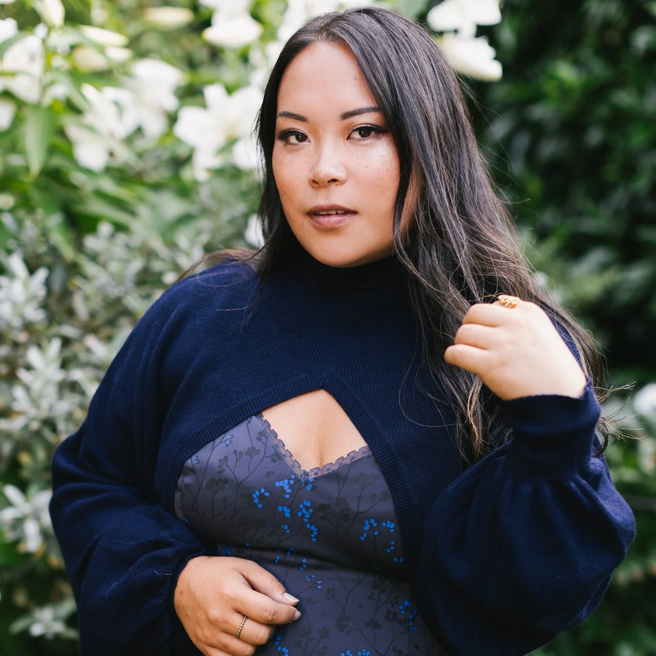 Cottage Bodycon Dress (Navy) - Image 5