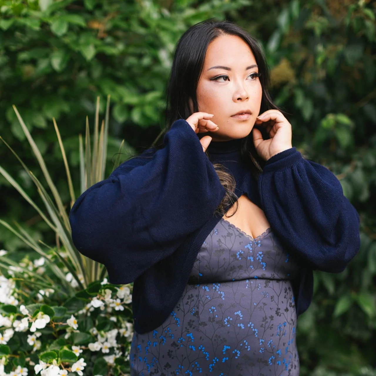 Cottage Bodycon Dress (Navy) - Image 6